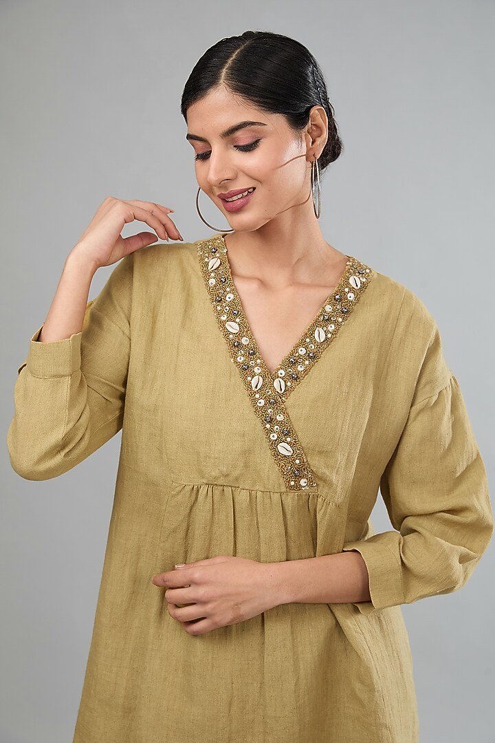 Yellow Linen Boho Embroidered Co-Ord Set by Label Sugar at Pernia's Pop Up Shop