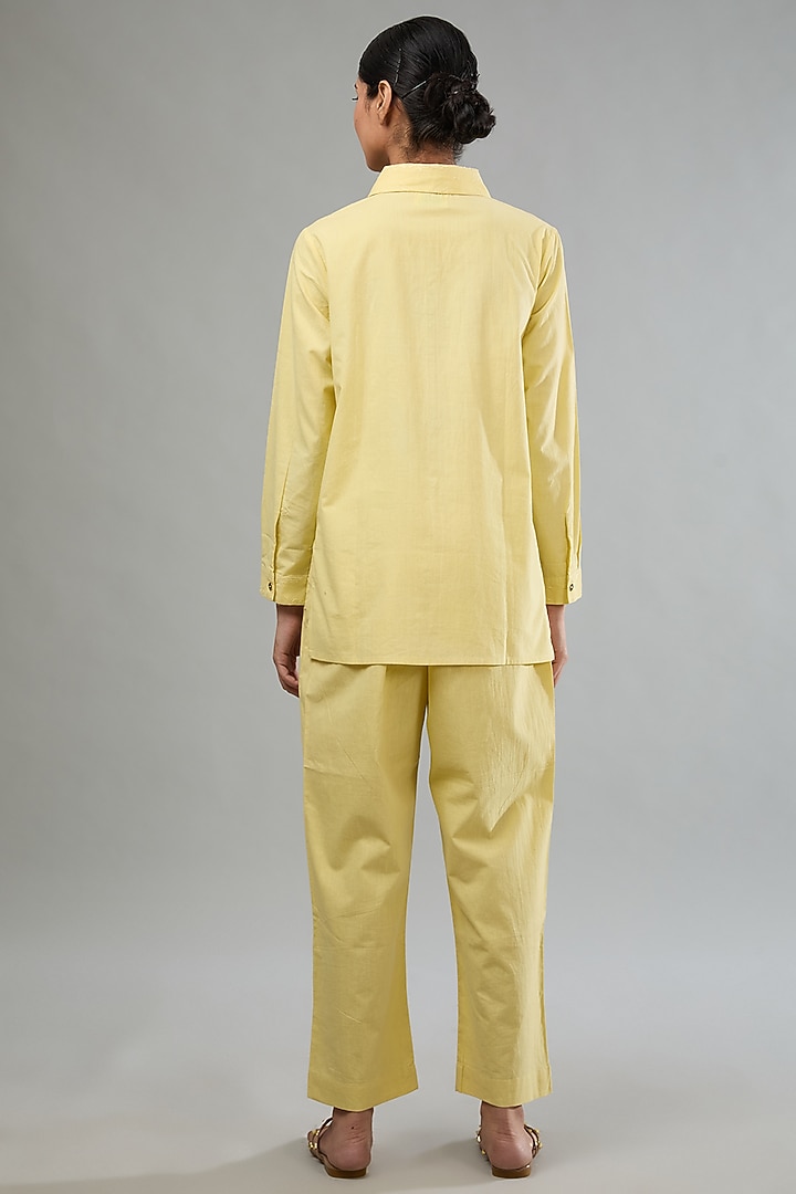 Mustard Handloom Cotton Co-Ord Set by Label Sugar at Pernia's Pop Up Shop