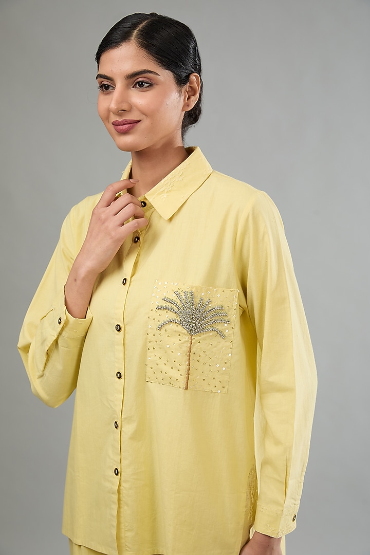 Mustard Handloom Cotton Co-Ord Set by Label Sugar at Pernia's Pop Up Shop