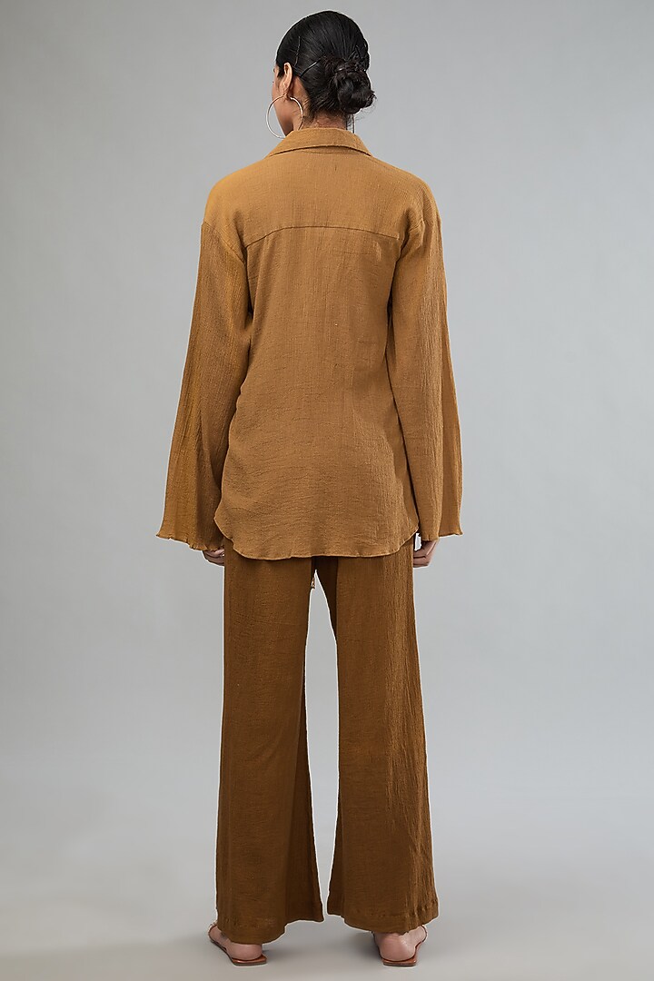 Brown Crushed Cotton Tie-Up Co-Ord Set by Label Sugar at Pernia's Pop Up Shop