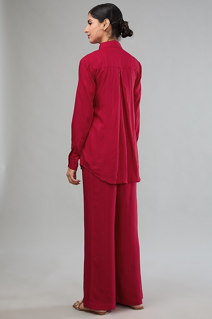 Red Handloom Cotton Co-Ord Set by Label Sugar at Pernia's Pop Up Shop