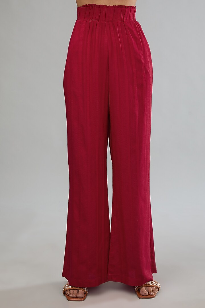 Red Handloom Cotton Co-Ord Set by Label Sugar at Pernia's Pop Up Shop