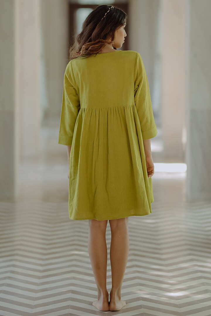 Light Green Jute Embroidered Jacket Summer Dress by Label Sugar at Pernia's Pop Up Shop