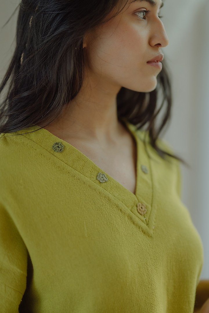 Light Green Jute Embroidered Skirt Set by Label Sugar at Pernia's Pop Up Shop