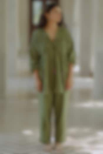 Green Jute Embroidered Co-Ord Set by Label Sugar at Pernia's Pop Up Shop