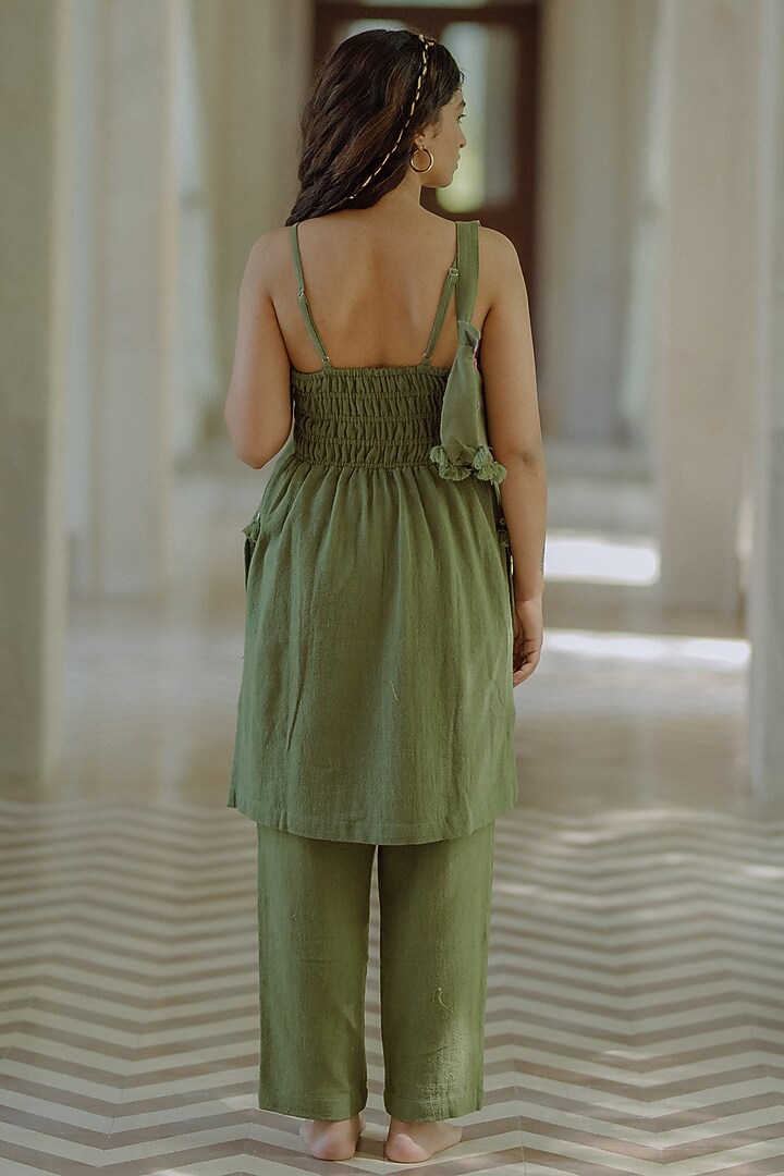 Green Jute Embroidered Tunic Set by Label Sugar at Pernia's Pop Up Shop