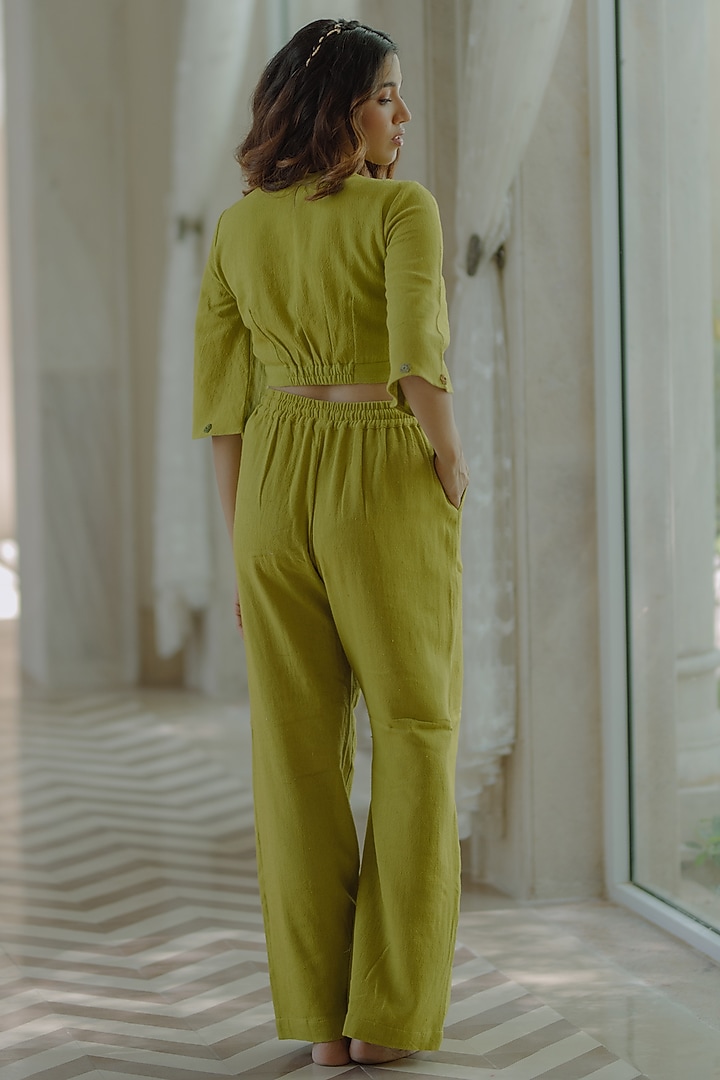 Light Green Jute Embroidered Co-Ord Set by Label Sugar at Pernia's Pop Up Shop