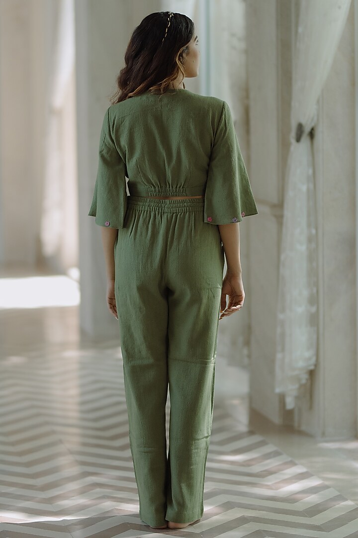 Green Jute Embroidered Co-Ord Set by Label Sugar at Pernia's Pop Up Shop