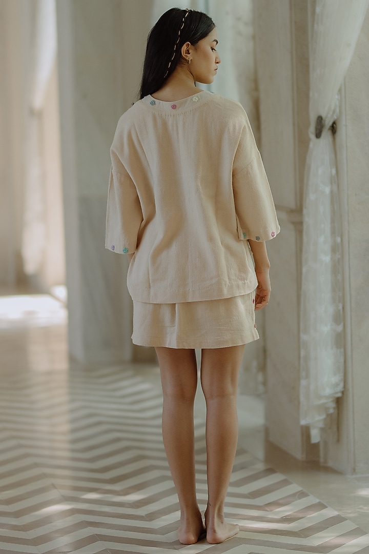 Beige Jute Skirt Set by Label Sugar at Pernia's Pop Up Shop