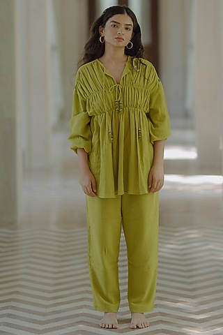 Green Jute Co-Ord Set by Label Sugar