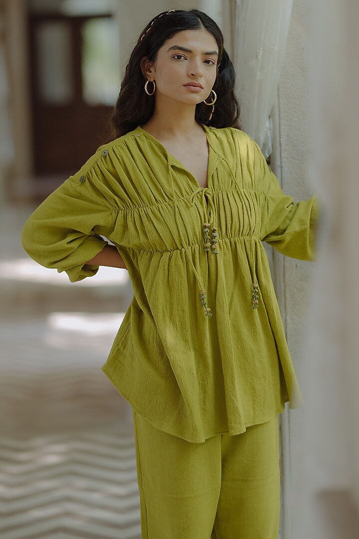 Green Jute Co-Ord Set by Label Sugar at Pernia's Pop Up Shop