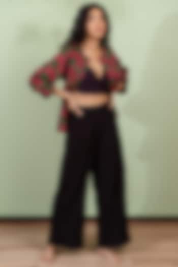 Black Viscose Crepe Pant Set by Label Sugar at Pernia's Pop Up Shop