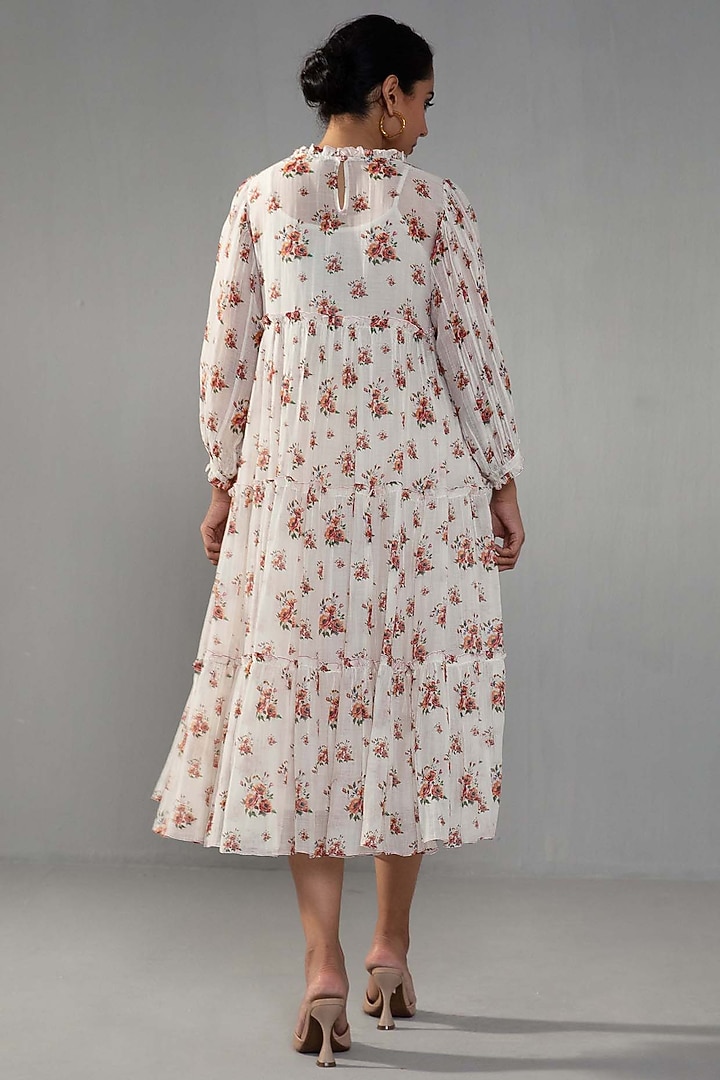White Chanderi Floral Printed Summer Dress by Label Shreya Sharma at Pernia's Pop Up Shop