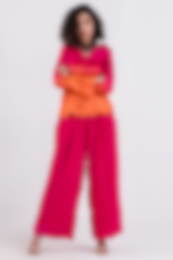 Pink & Orange Ombre Silk Co-Ord Set by Label Shreya Sharma
