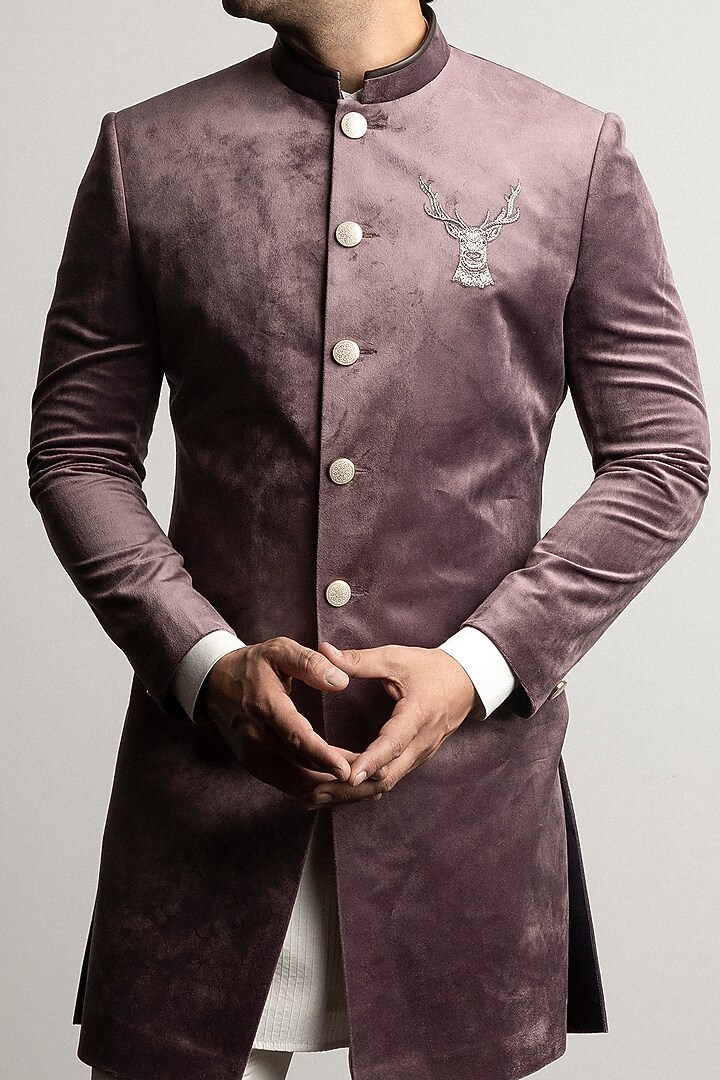 Lilac Embroidered Indo-Western Set by Line by Shamim Khan at Pernia's Pop Up Shop