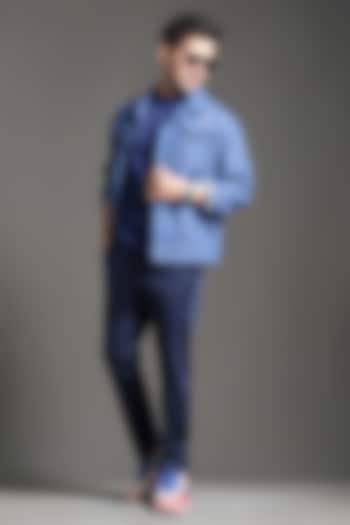 Blue Denim Jacket Set by Line by Shamim Khan at Pernia's Pop Up Shop