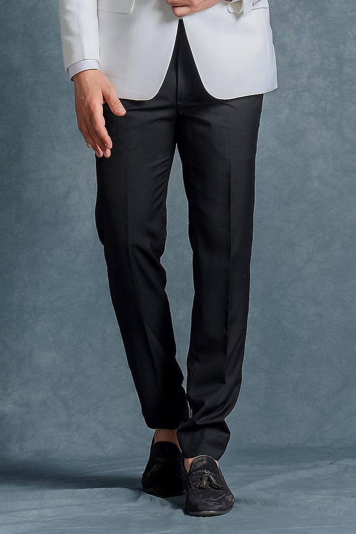 Ivory Wool Tuxedo Set by Line by Shamim Khan at Pernia's Pop Up Shop