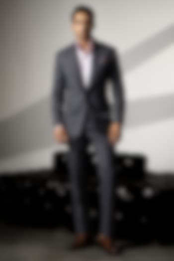 Ash Grey Wool Blazer Set by Line by Shamim Khan at Pernia's Pop Up Shop