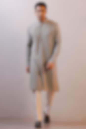 Grey Georgette Thread Work Kurta Set by Line by Shamim Khan