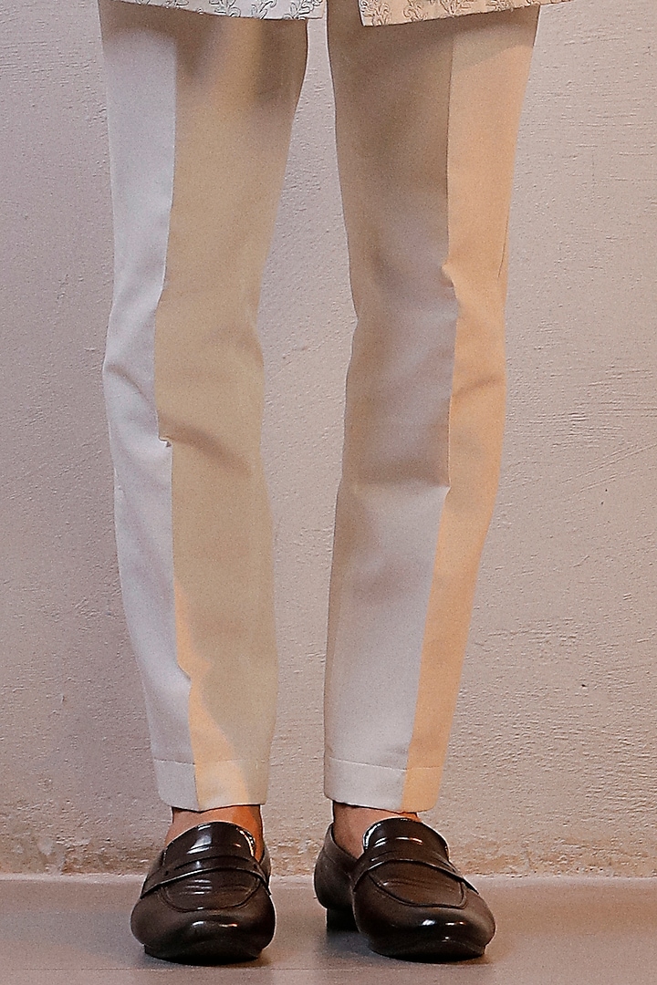 White Raw Silk Hand Embroidered Groom Sherwani Set by Line by Shamim Khan at Pernia's Pop Up Shop