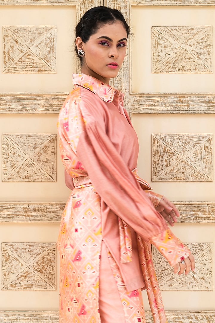 Peach Printed Co-Ord Set by Label Tanya at Pernia's Pop Up Shop