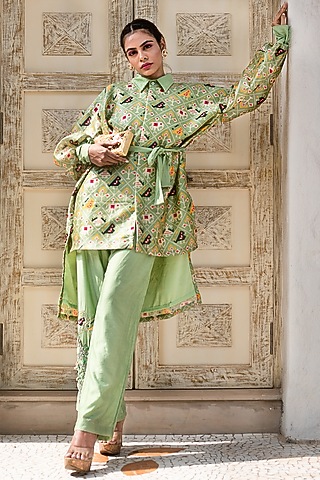 Green Printed Co-Ord Set by Label Tanya