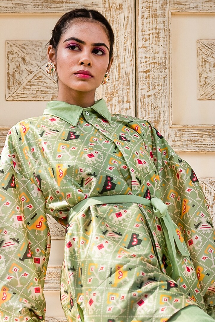 Green Printed Co-Ord Set by Label Tanya at Pernia's Pop Up Shop