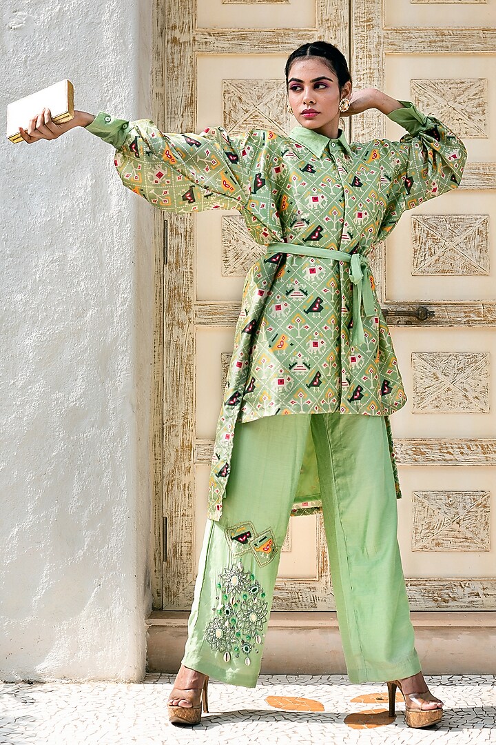 Green Printed Co-Ord Set by Label Tanya at Pernia's Pop Up Shop
