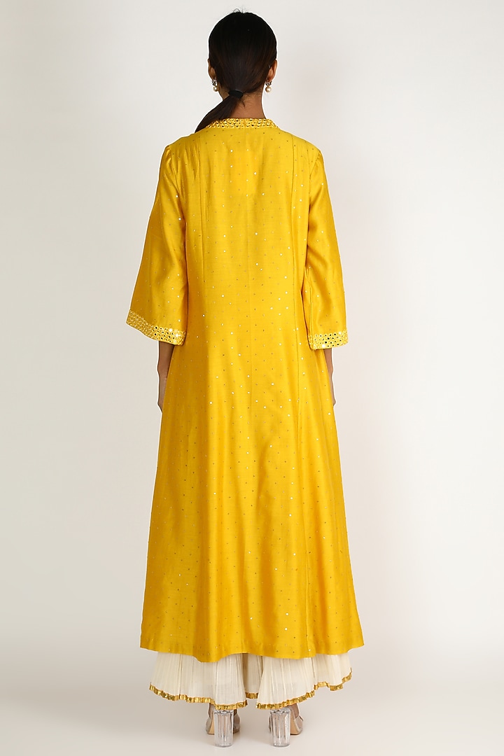 Yellow Embroidered Sharara Set by Loka By Veerali Raveshia at Pernia's Pop Up Shop