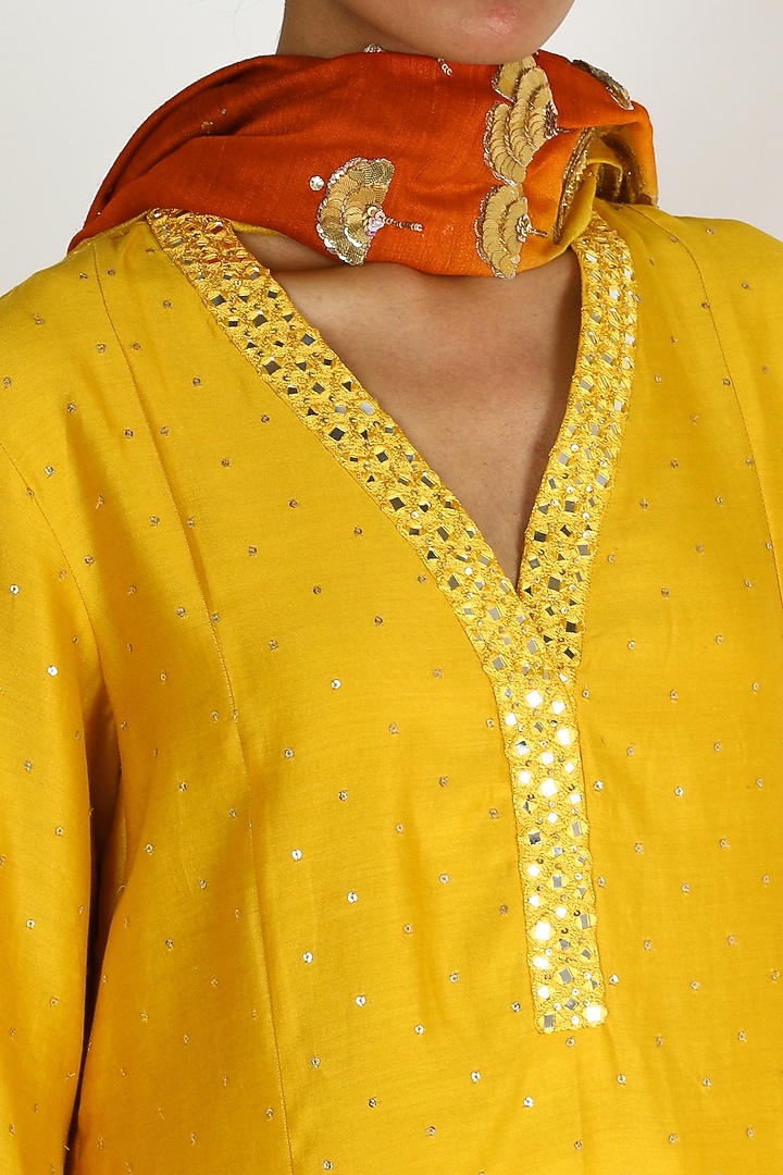 Yellow Embroidered Sharara Set by Loka By Veerali Raveshia at Pernia's Pop Up Shop