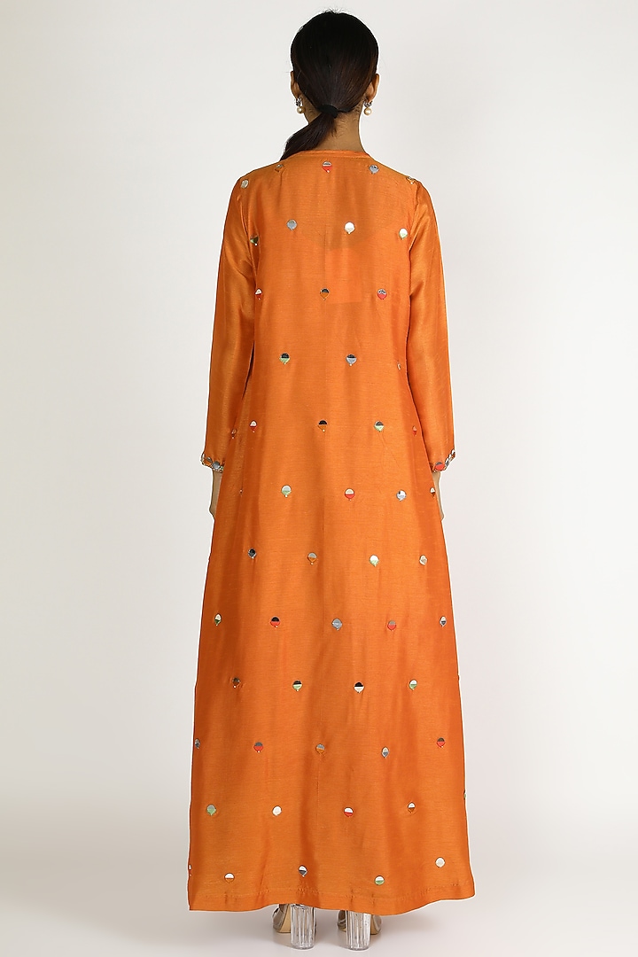 Orange Embroidered Tunic Set by Loka By Veerali Raveshia at Pernia's Pop Up Shop