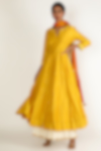 Yellow Sequins Embroidered Sharara Set by Loka By Veerali Raveshia