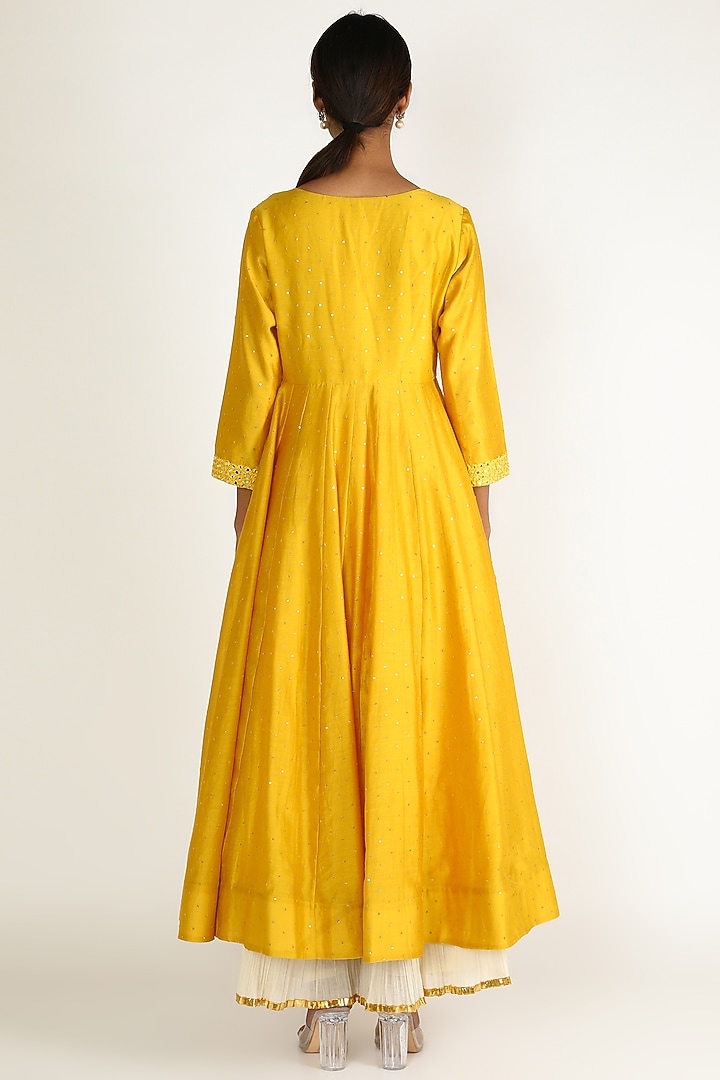 Yellow Sequins Embroidered Wedding Sharara Set by Loka By Veerali Raveshia at Pernia's Pop Up Shop