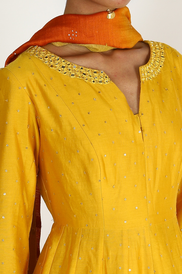 Yellow Sequins Embroidered Wedding Sharara Set by Loka By Veerali Raveshia at Pernia's Pop Up Shop