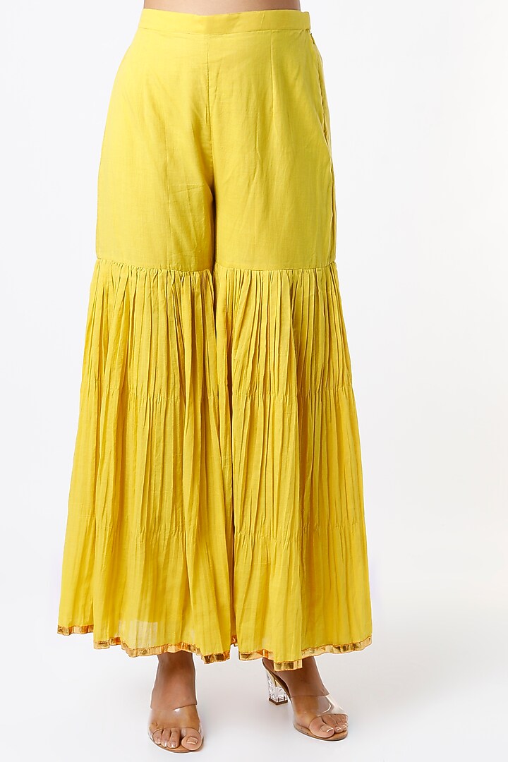 Lime Hand Embroidered Peplum Wedding Anarkali Set by LOKA By Veerali Raveshia at Pernia's Pop Up Shop