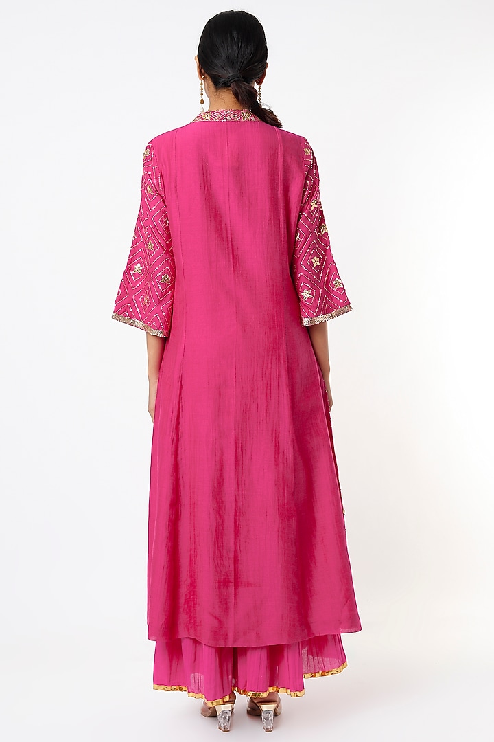 Fuchsia Hand Embroidered Wedding Sharara Set by LOKA By Veerali Raveshia at Pernia's Pop Up Shop