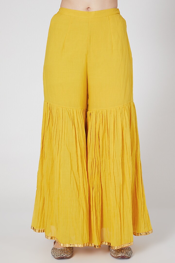 Mango Yellow Sequins Wedding Anarkali Set by Loka By Veerali Raveshia at Pernia's Pop Up Shop