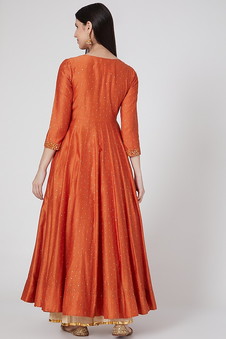Orange Classic Kalidar Kurta Set by Loka By Veerali Raveshia at Pernia's Pop Up Shop