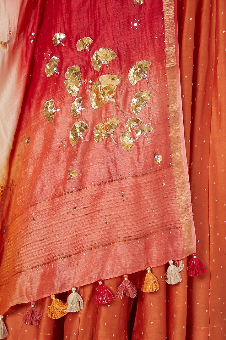 Orange Classic Kalidar Kurta Set by Loka By Veerali Raveshia at Pernia's Pop Up Shop
