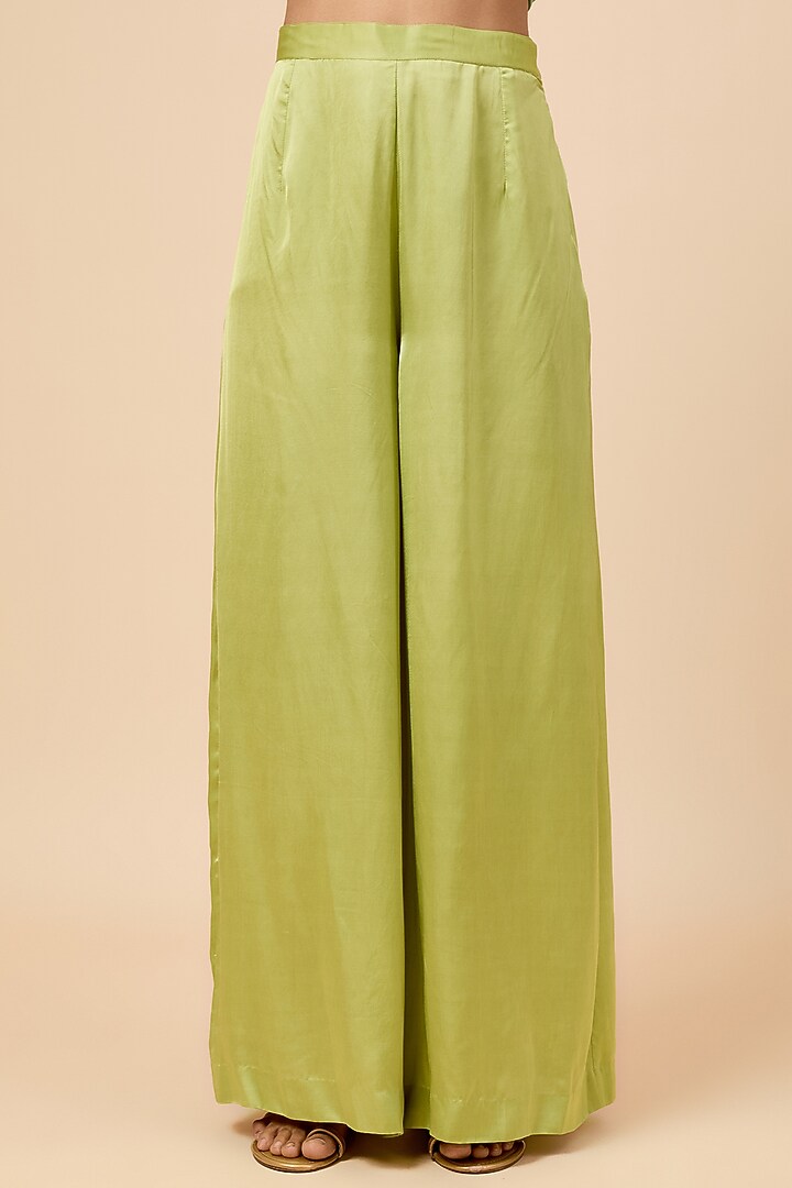 Lime-Mustard & Pistachio Green Ombre Embroidered Kaftan Set by Loka By Veerali Raveshia at Pernia's Pop Up Shop