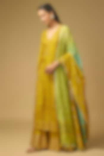 Yellow Silk Wedding Sharara Set by LOKA By Veerali Raveshia at Pernia's Pop Up Shop