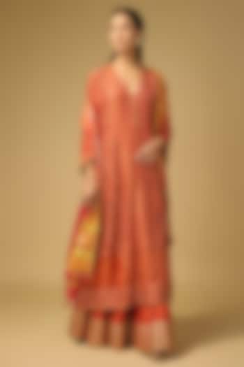 Orange Silk Wedding Sharara Set by LOKA By Veerali Raveshia at Pernia's Pop Up Shop