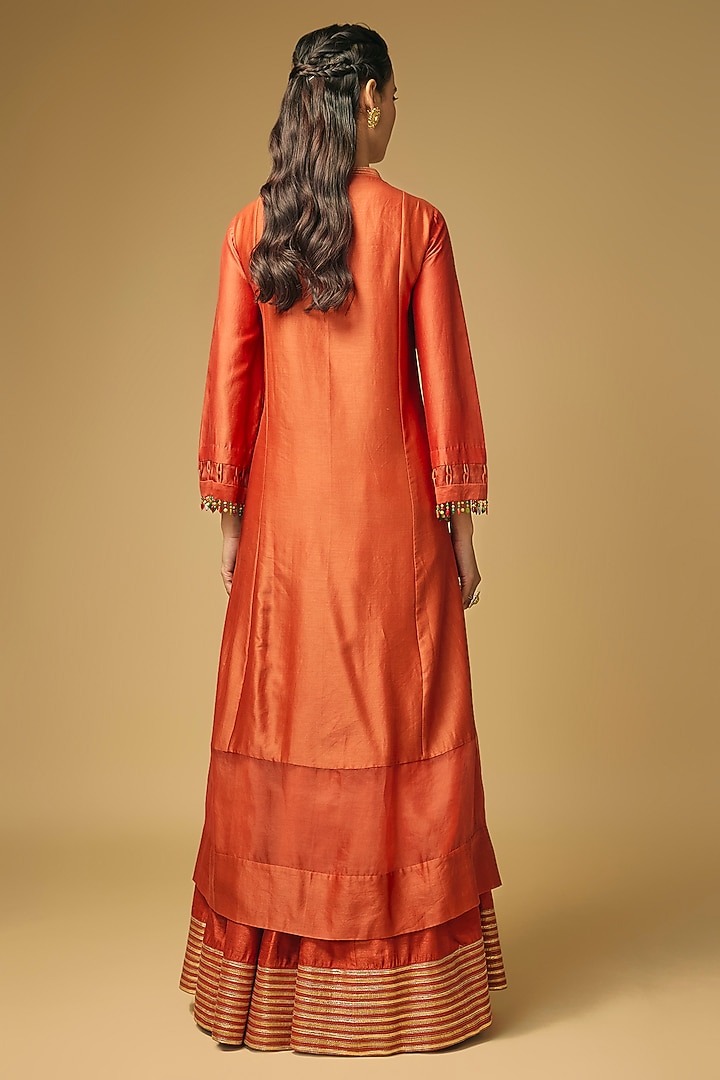 Orange Silk Wedding Sharara Set by LOKA By Veerali Raveshia at Pernia's Pop Up Shop