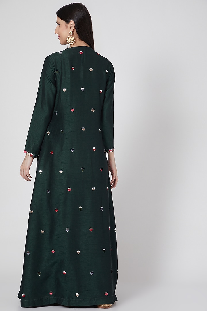 Emerald Green Flared Cape Set by Loka By Veerali Raveshia at Pernia's Pop Up Shop