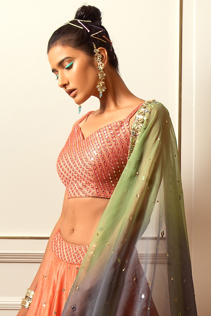 Blush Pink Hand Embroidered Wedding Lehenga Set by Loka By Veerali Raveshia at Pernia's Pop Up Shop