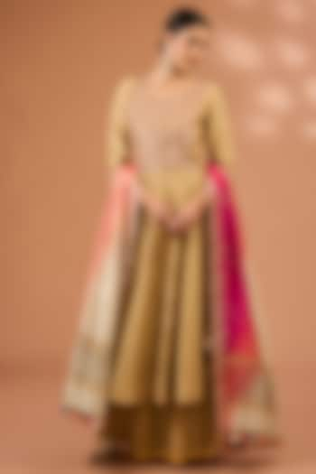 Beige Crushed Mul Sharara Set by LOKA By Veerali Raveshia at Pernia's Pop Up Shop