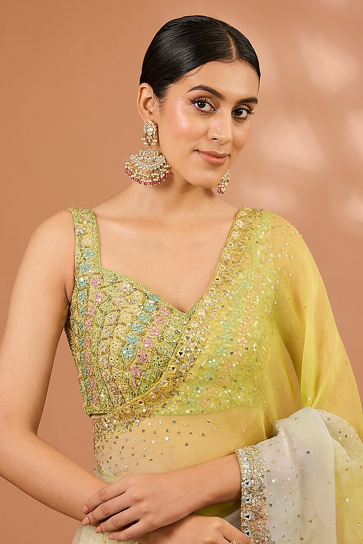 Multi-Colored Raw Silk Sequins Hand Embroidered Bridal Lehenga Set by LOKA By Veerali Raveshia at Pernia's Pop Up Shop