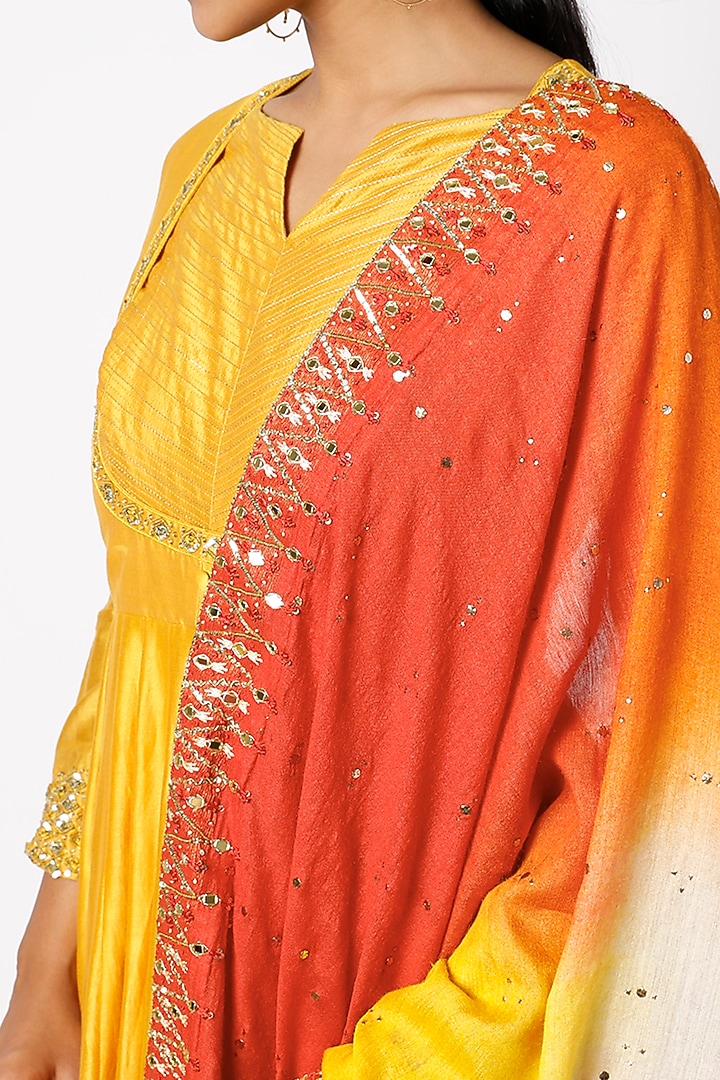 Mango Hand Embroidered Kalidar Kurta Set by LOKA By Veerali Raveshia at Pernia's Pop Up Shop