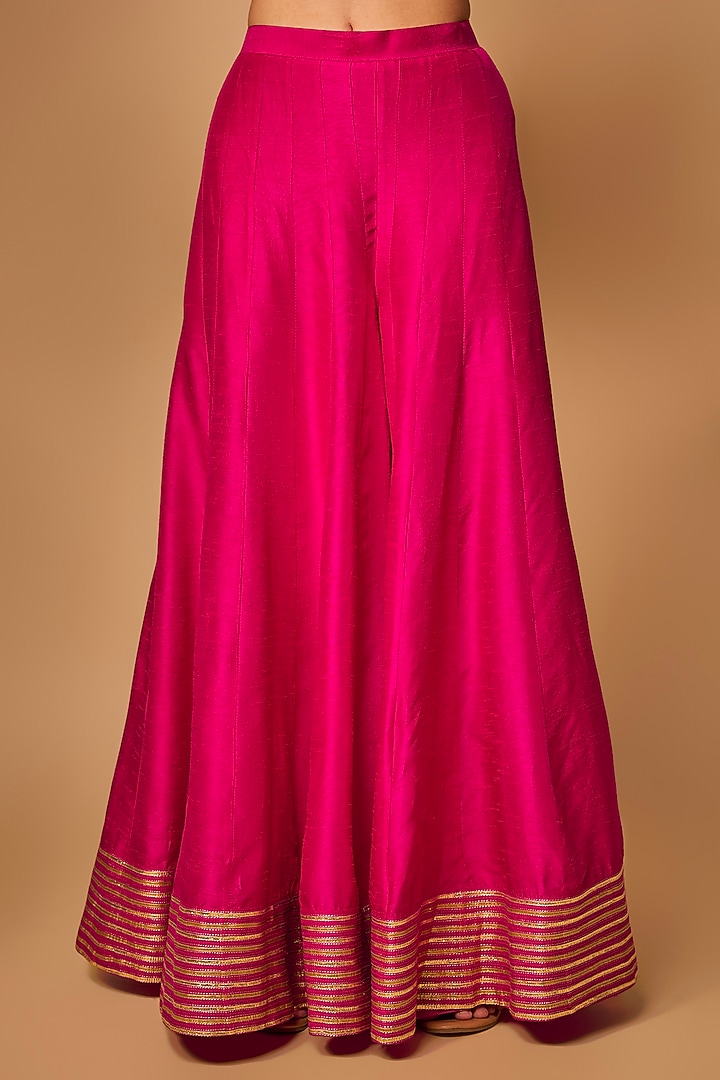 Pink Chanderi Silk Hand Embroidered Kalidar Kurta Set by LOKA By Veerali Raveshia at Pernia's Pop Up Shop