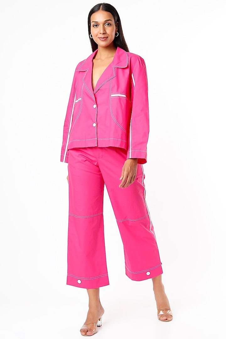 Dark Pink Cotton Overlay Jacket by Lovebirds